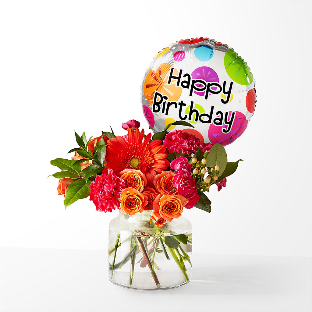 Fiesta Bouquet with Birthday Balloon – LAVENDER'S FLOWERS, Richmond BC