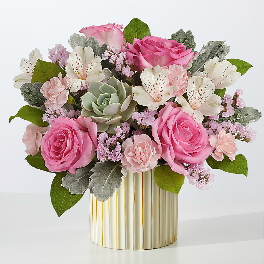 Dusty Rose Bouquet with Ivory Vase – LAVENDER'S FLOWERS, Richmond BC