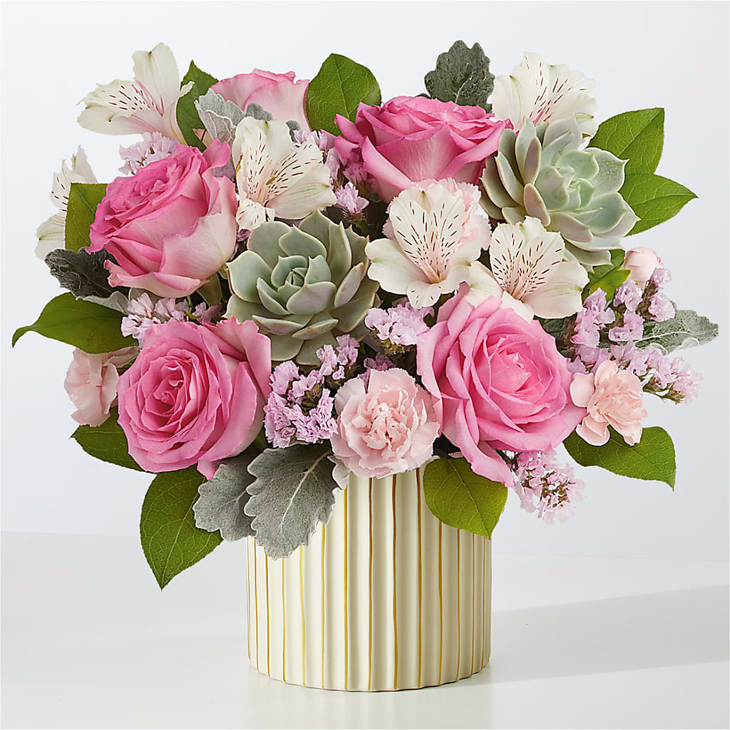 Dusty Rose Bouquet with Ivory Vase – LAVENDER'S FLOWERS, Richmond BC