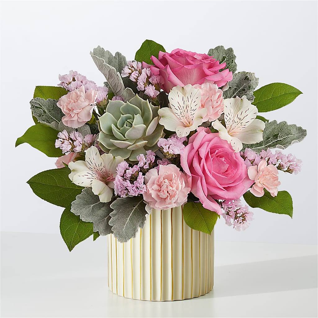Dusty Rose Bouquet with Ivory Vase – LAVENDER'S FLOWERS, Richmond BC