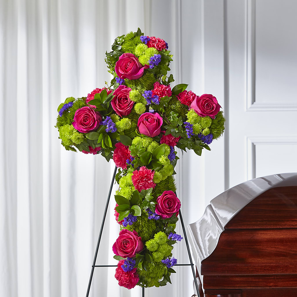 Tribute Rose Floral Cross – LAVENDER'S FLOWERS, Richmond BC