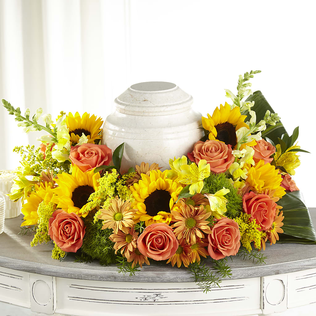 Faithful Sunflower Cremation Adornment – LAVENDER'S FLOWERS, Richmond BC