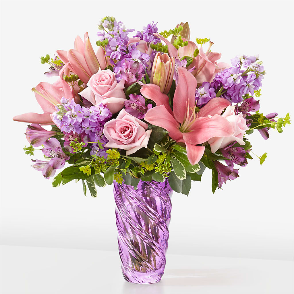 Precious Petals Bouquet with Luxe Swirl Vase – LAVENDER'S FLOWERS, Richmond BC