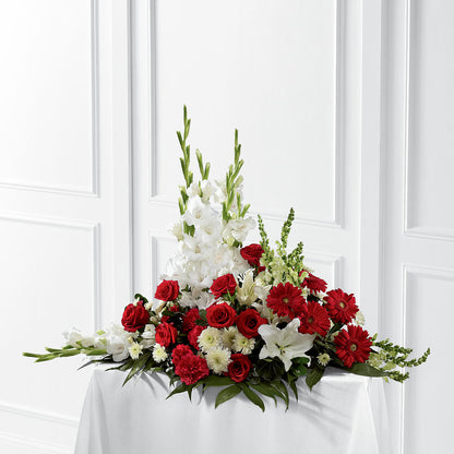 Crimson & White Arrangement – LAVENDER'S FLOWERS, Richmond BC