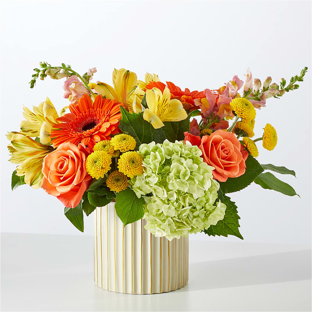 Autumn Sunshine Bouquet with Ivory Vase – LAVENDER'S FLOWERS, Richmond BC