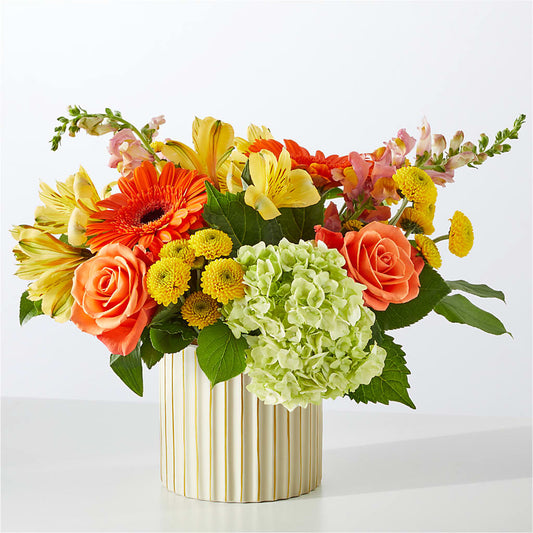 Autumn Sunshine Bouquet with Ivory Vase – LAVENDER'S FLOWERS, Richmond BC