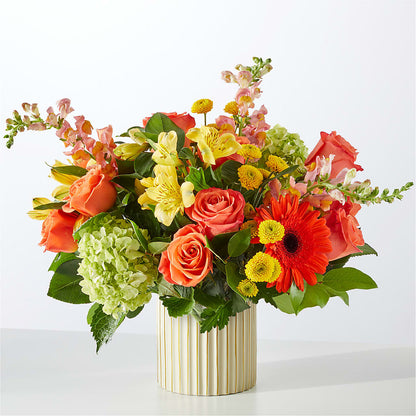 Autumn Sunshine Bouquet with Ivory Vase – LAVENDER'S FLOWERS, Richmond BC