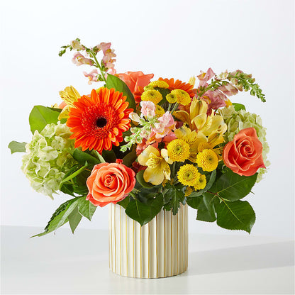 Autumn Sunshine Bouquet with Ivory Vase – LAVENDER'S FLOWERS, Richmond BC