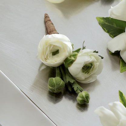White Ranunculus Boutonniere – LAVENDER'S FLOWERS, Richmond BC