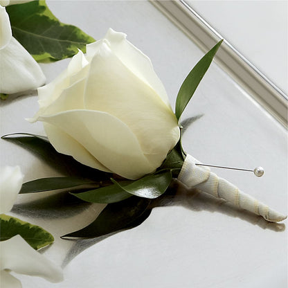 White Rose Boutonniere – LAVENDER'S FLOWERS, Richmond BC
